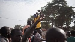 Demonstrationen vor dem MINUSCA-Hauptquartier in der Hauptstadt Bangui nach tödlichen Zusammenstößen am 10. April 2018