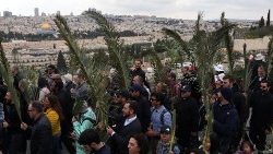 Palm Sunday procession on the Mount of Olives, in Jerusalem