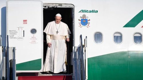 File photo of Pope Francis departing for a papal journey