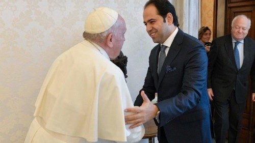 Judge Mohamed Abdelsalam with Pope Francis