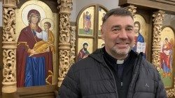 Father Oleh Panchyniak at his parish outside Kyiv