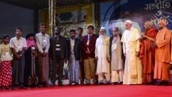 Pope Francis meeting religious leaders during his Apostolic Journey to Bangladesh in 2017