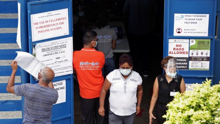 People at polling station in General Elections in Trinidad and Tobago, 10 August 2020