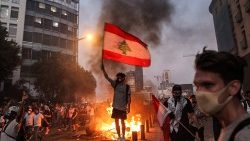 Die Demonstrationen beim libanesischen Parlament in Beirut am Jahrestag der Explosion (4. August 2021)