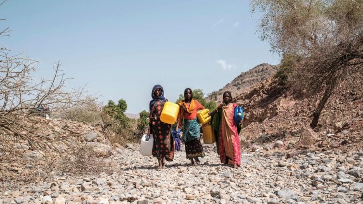 इथियोपिया में महिलाएं अक्सर बड़े जरकिनों में पानी भरकर कई किलोमीटर तक ले जाती हैं