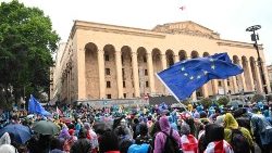 Manifestation devant le parlement à Tbilissi le 13 mai 2014