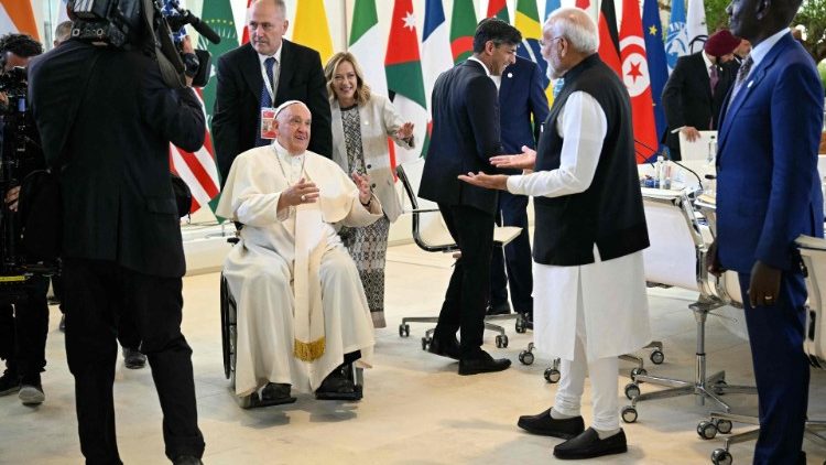 Pope Francis greets G7 leaders