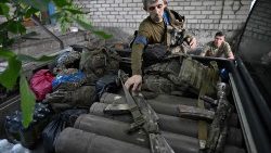A Ukrainian soldier in the Donetsk region