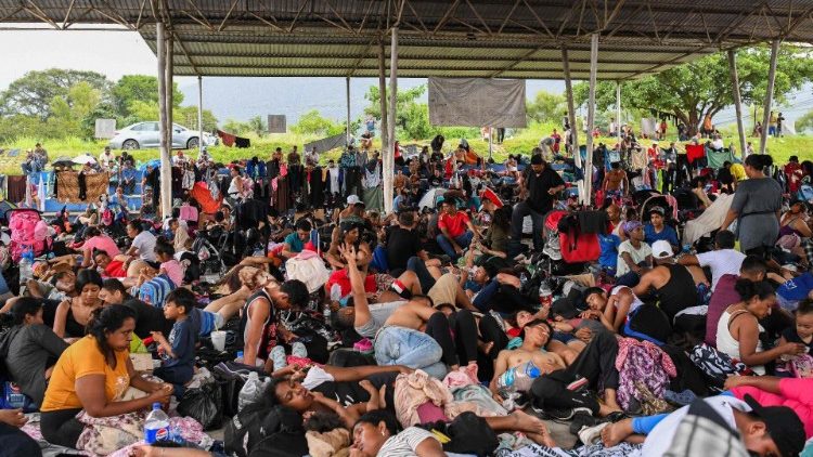 Des migrants vénézuéliens notamment ce 24 juillet 2024 dans la banlieue de Huixtla, au Mexique.