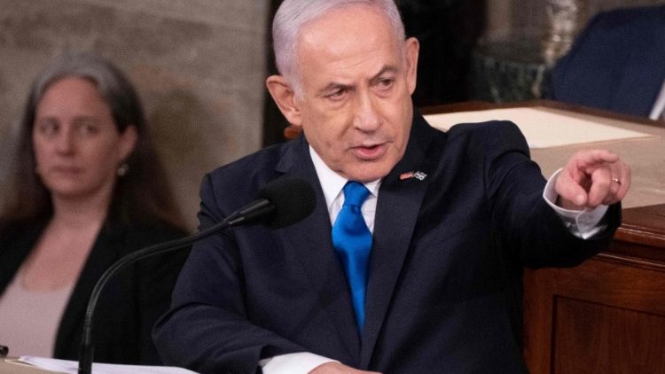 Il premier israeliano Benjamin Netanyahu ieri al Congresso Usa