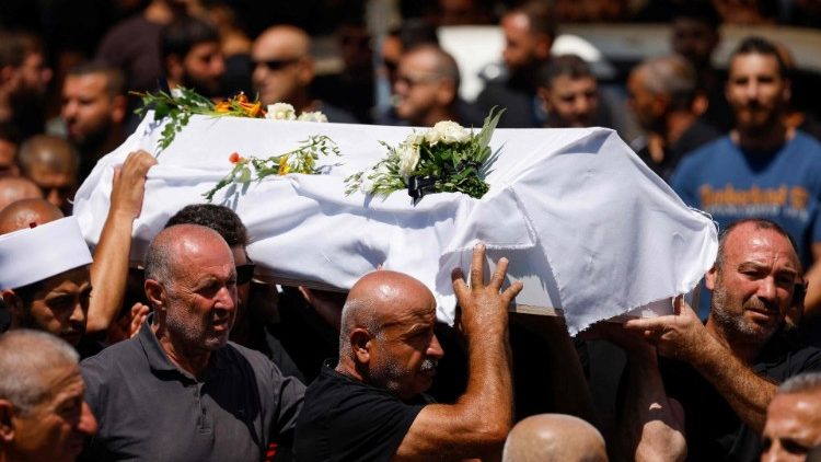 Funeral de una de las víctimas del ataque en Majdal Shams, 29 de julio de 2024. (AFP or licensors)