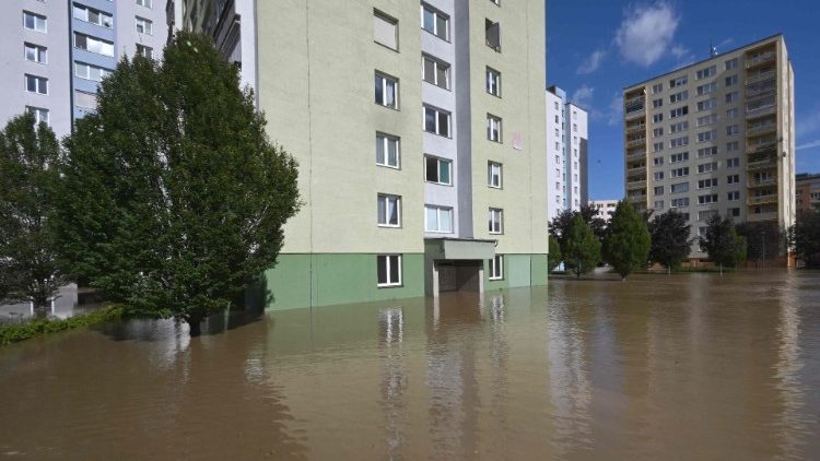 Hochwasser in Opava, Tschechien, am Sonntag