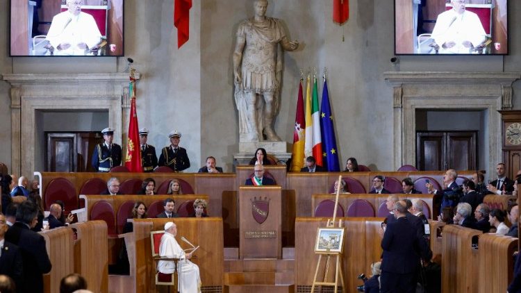 Papież Franciszek na Kapitolu w Rzymie, 10 czerwca 2024 r.