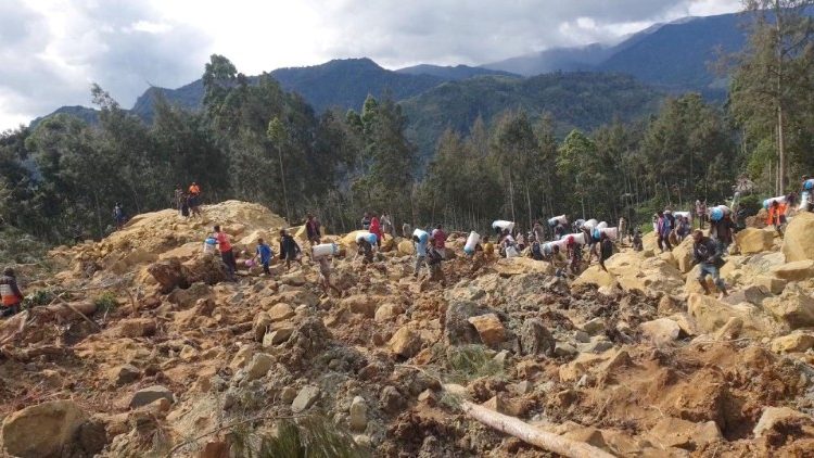 Aftermath of landslide in Enga Province