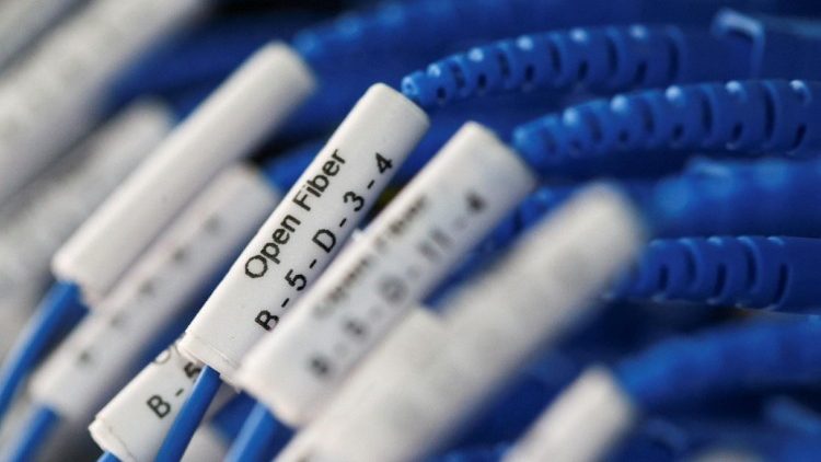 FILE PHOTO: Optical fiber cables for internet providers are seen running into a Enel Group server room in Perugia