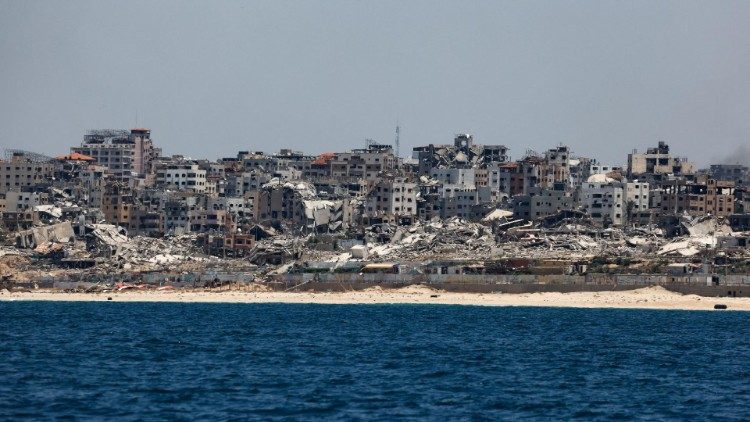 Destroyed buildings stand in Gaza