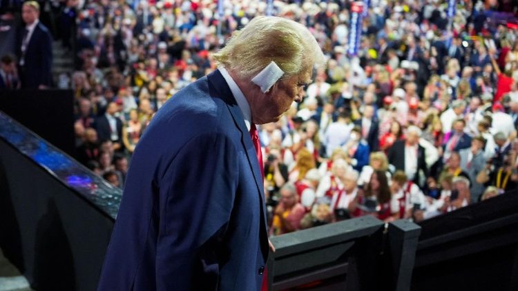 L'ex presidente degli Usa, Donald Trump, durante la Convention Repubblicana Nazionale a Milwaukee