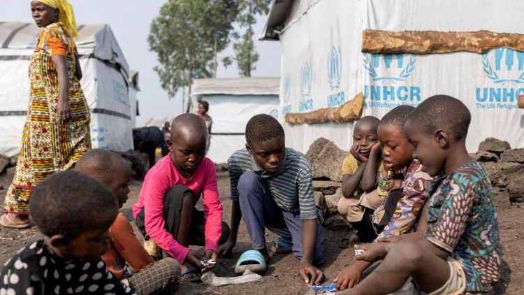 In einem Flüchtlingslager bei Goma, Nord-Kivu, im Osten der Demokratischen Republik Kongo