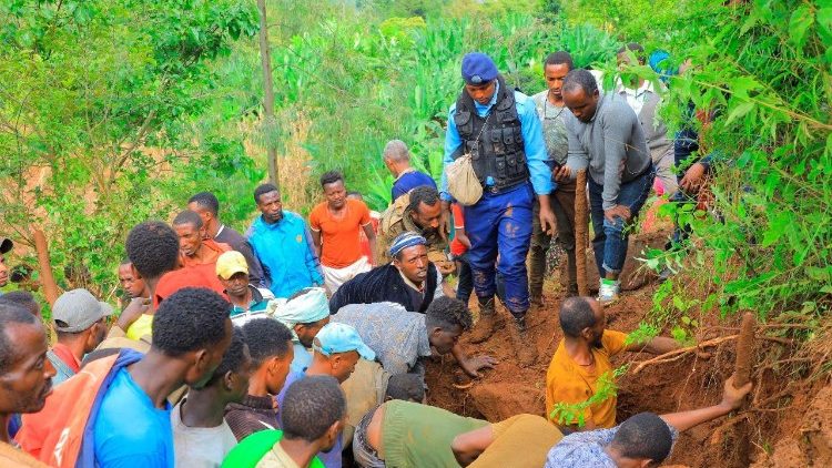 Aftermath of landslides following heavy rains that buried people in Ethiopia's Gofa area