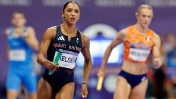 Laviai Nielsen en la final mixta de 4 x 400 m