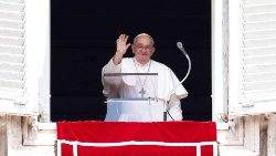 Pope Francis leads the Angelus prayer from his window at the Vatican