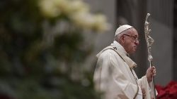 O Papa Francisco durante uma celebração na Basílica de São Pedro (Vatican Media)