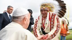 Papa Francisco no encontro com populações indígenas do Canadá