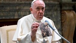 Der Papst überreichte ein Bild als Geschenk an die syrischen Gäste