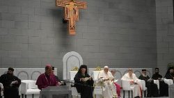 Papst Franziskus bei der ökumenischen Begegnung an diesem Freitag