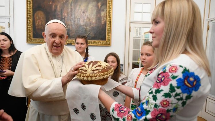 Stretnutie pápeža so skupinou mladých Ukrajincov počas SDM