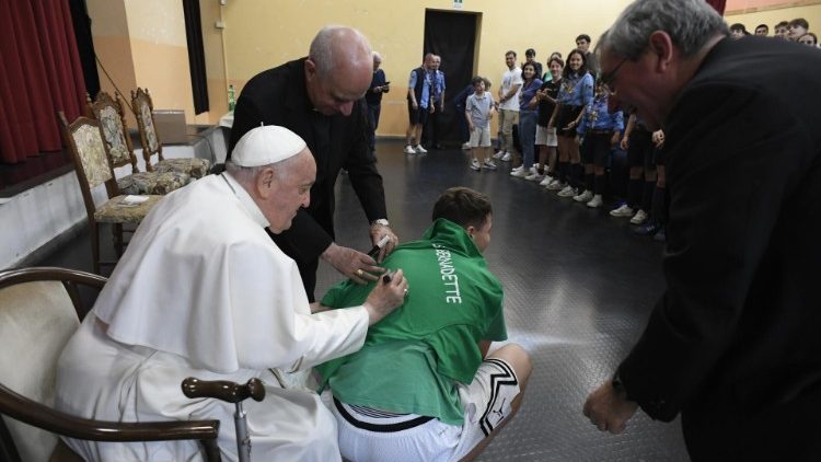 Pope Francis meets young Catholics at Rome's Parish of Saint Bernadette di Soubirous