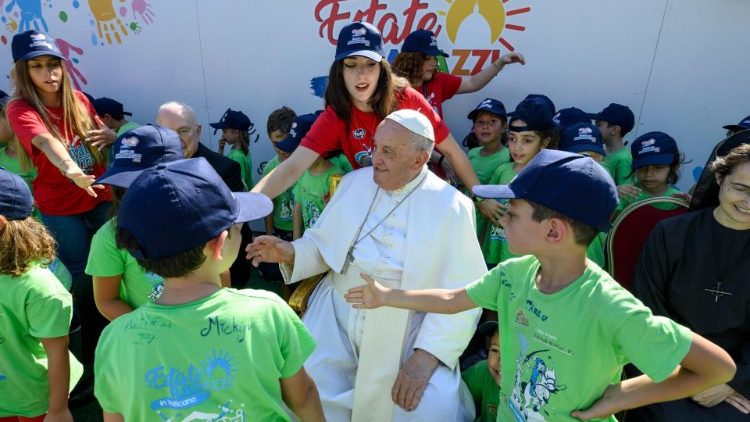 Pope Francis visits Vatican summer camp