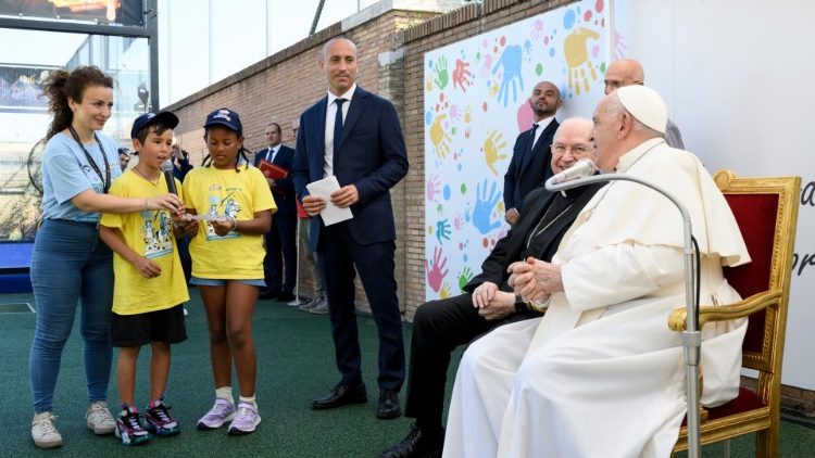 Pope Francis visits Vatican summer camp