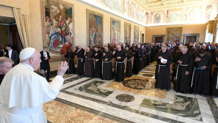 Pope Francis addressing the General Chapter of the Capuchin Friars