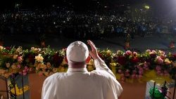 Le pape François à la fin de sa première journée de rencontre à port Moresby. 