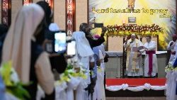 Pope Francis meets with clergy, religious, and cathechists in Papua New Guinea