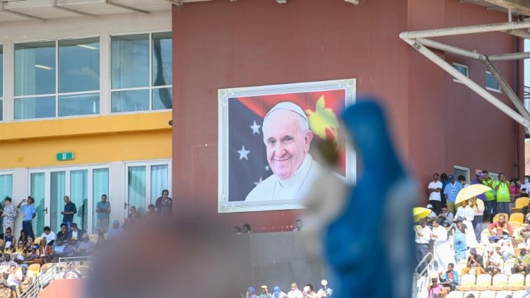 The Sir John Guise stadium during the Mass