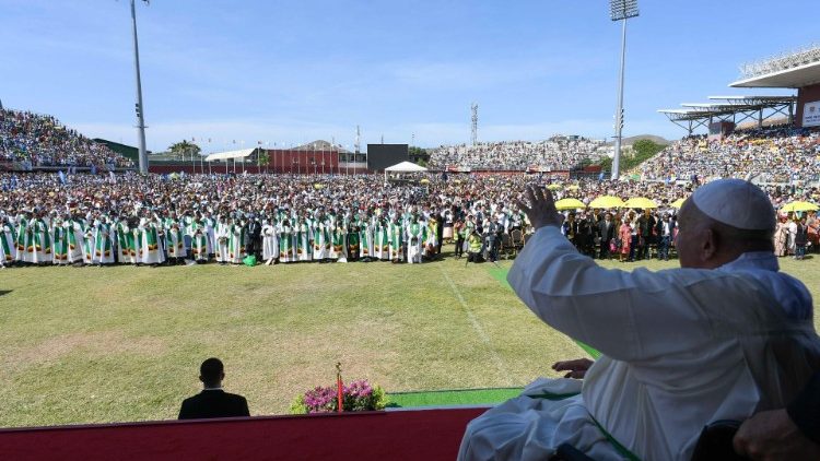 The Pope blesses the crowd