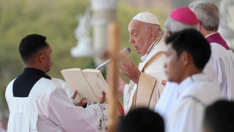 Papst Franziskus feiert Messe auf dem Gelände Taci Tolu nahe Dili, der Hauptstadt Osttimors