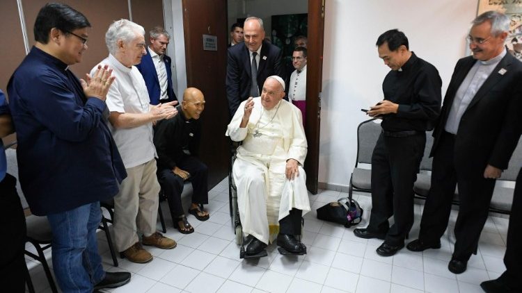 O encontro do Papa com os jesuítas de Singapura na Casa de Retiros São Francisco Xavier