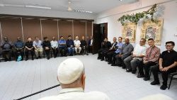 Pope Francis with his Jesuit confreres in Singapore