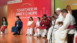 Pope Francis spoke off-the-cuff with young people in Singapore