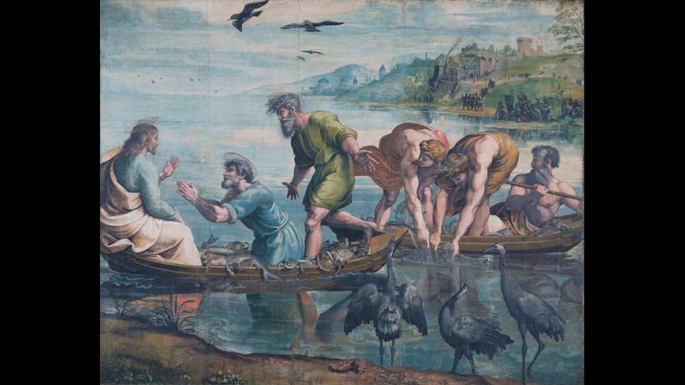 Raphael Cartoon, The Miraculous Draught of Fishes, 1515 © Her Majesty Queen Elizabeth II 2019 Photograph: Victoria & Albert Museum, London 