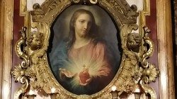 Painting of the Sacred Heart of Jesus by Pompeo Batoni in the Chiesa del Gesù in Rome