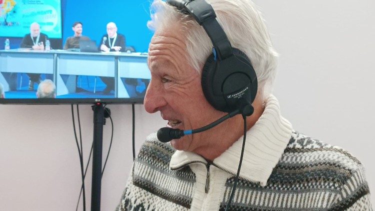 Francesco Moser ospite dello studio mobile della Radio Vaticana a Verona