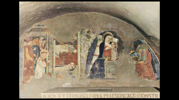 Master of Narni, Greccio Nativity Scene, Lindja e Jezusit, afresk, përafërsisht 1409, Kapela e skenës së lindjes së Krishtit, Manastiri i Greccio