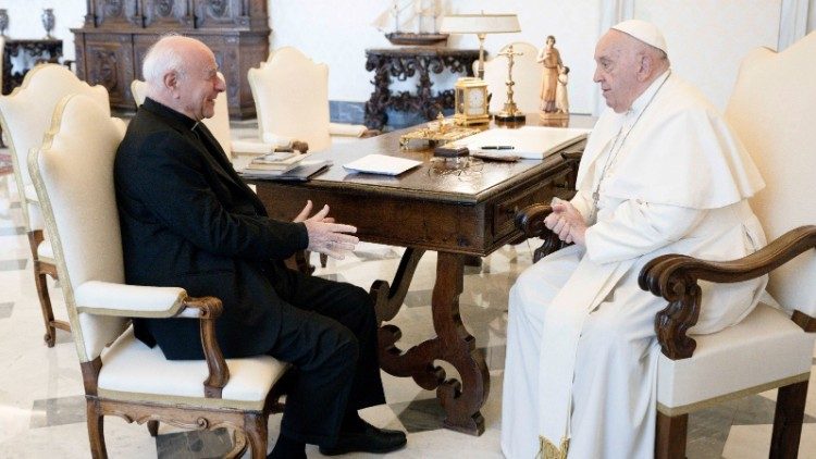 Archbishop Paglia with Pope Francis at a private audience on August 8