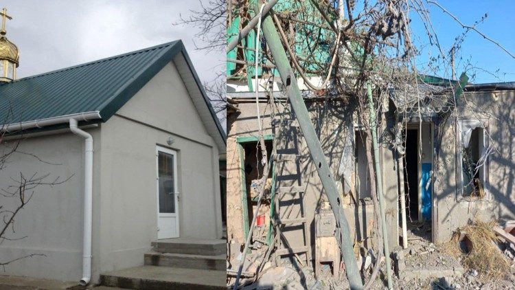 A igrejinha de Antonivka, antes e depois do ataque