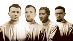 Les martyrs de la République démocratique du Congo, de gauche à droite: le frère Faccin, le père Carrara, le père Joubert et le père Didonè. 