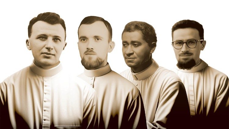 I martiri della Repubblica Democratica del Congo, da sinistra fratel Faccin, padre Carrara, padre Joubert e padre Didonè